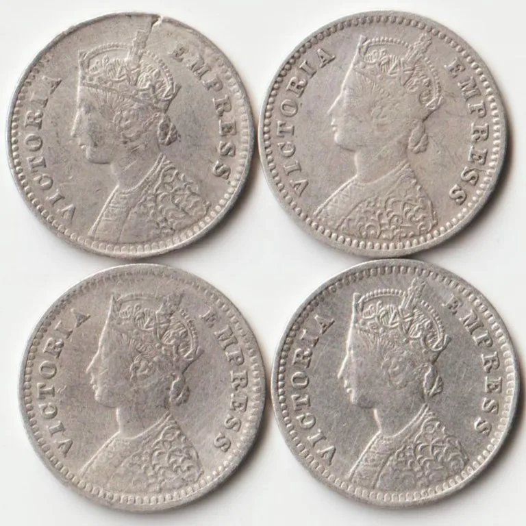 Rare Two Anna 1900 Silver Coin of Victoria Empress British India Coiange Randomly Single Coin given from a Lot