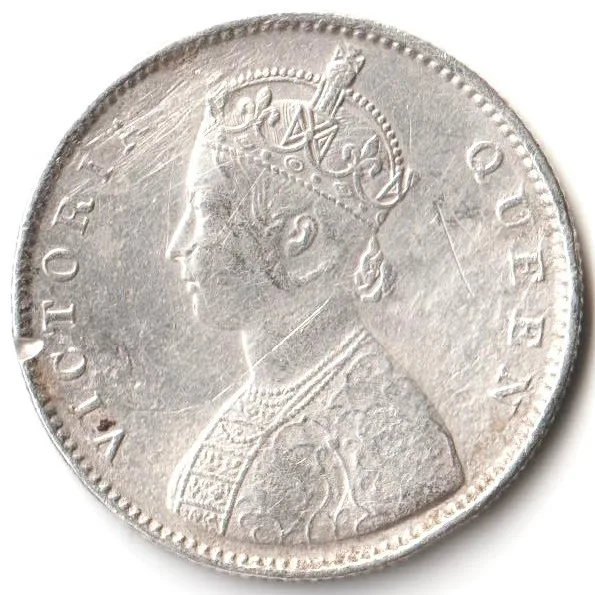 Rare Half Rupee 1862 of Queen Victoria Collectible British India Silver Coin