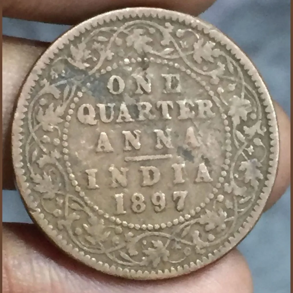 (1897) India - British ¼ Anna - "Victoria Empress" Copper Coin # Z-178