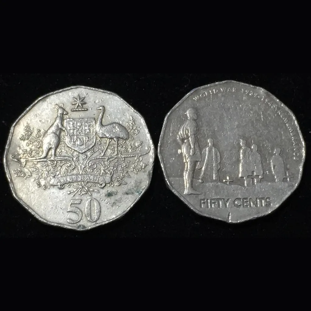 Australia commemorative 2 different half dollar Big size old ishu rare coin #R59