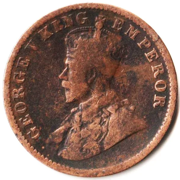 Extremely Rare One Quarter Anna 1916 George V Calcutta Mint Coin of British India Coinage