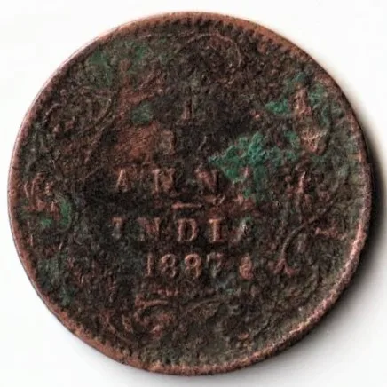1/12 Anna 1887 Copper Coin of Victoria Empress British India Coinage