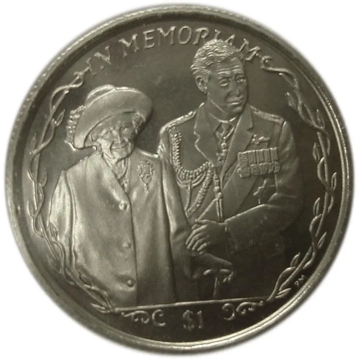 British Virgin Islands 1 Dollar - Elizabeth II Queen Mother and Prince Charles 2002 Gem Unc Coin