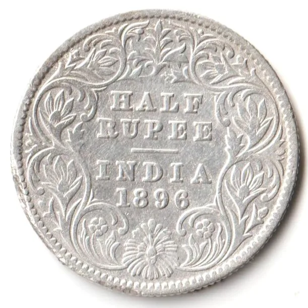 Rare Half Rupee 1896 of Calcutta Mint of Victoria Collectible British India Silver Coin
