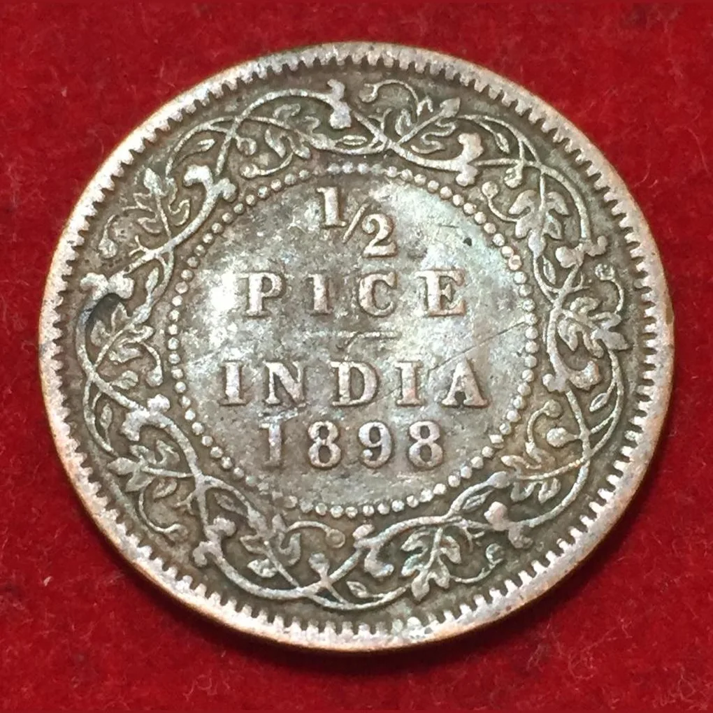 1898 India - British ½ Pice - Victoria Rare Coin #N110