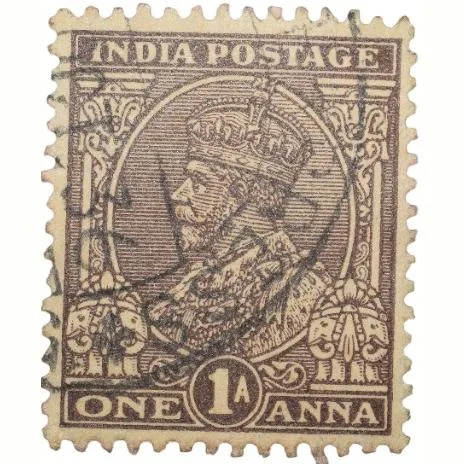 Postal Stamp of George V 1 Anna Brown Colour - Used Condition as per Image.