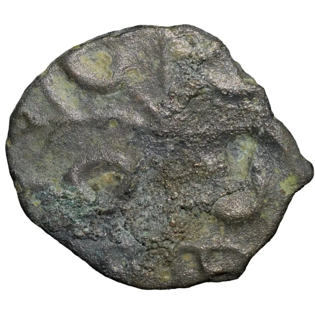 Potin Coin of Satavahan Dynasty (1st Cen. BC) from Nashik with Sacred Kumba above Elephant