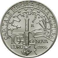 Italy 10 Euro Genoa European Cultural Capital Silver Limited Mintage 2004 Issue