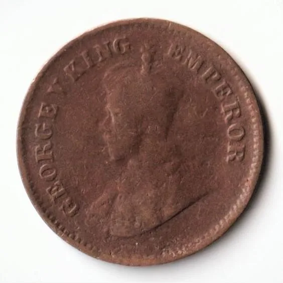 Rare 1/2 Pice 1917 Bronze Coin of King George V Standard Circulation Coin of British India
