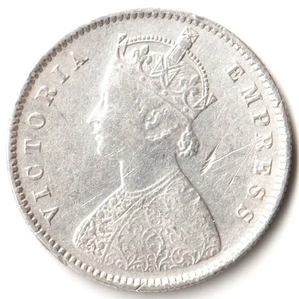 Half Rupee 1899 Bombay Mint of Victoria Empress Scare Collectible British India Silver Coin
