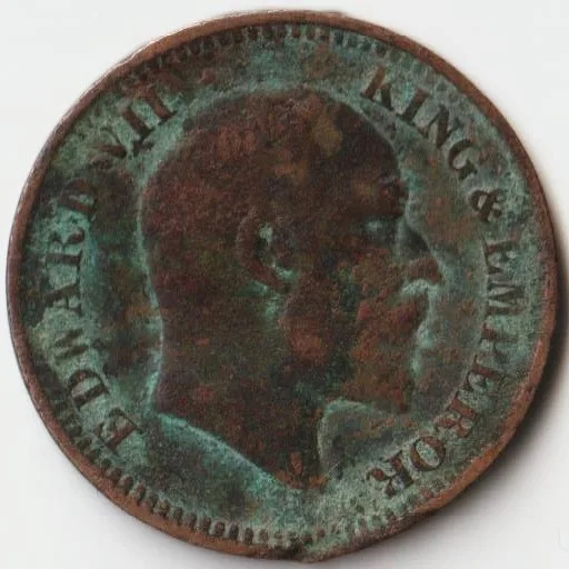 1/2 Pice 1910 Calcutta Mint Bronze Coin of King Edward VII British India Coinage