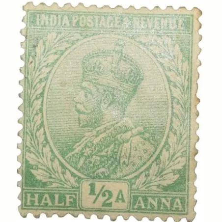 Postage Stamp of George V 1/2 Anna Green Colour - Mint Un-Used Condition as per Image.