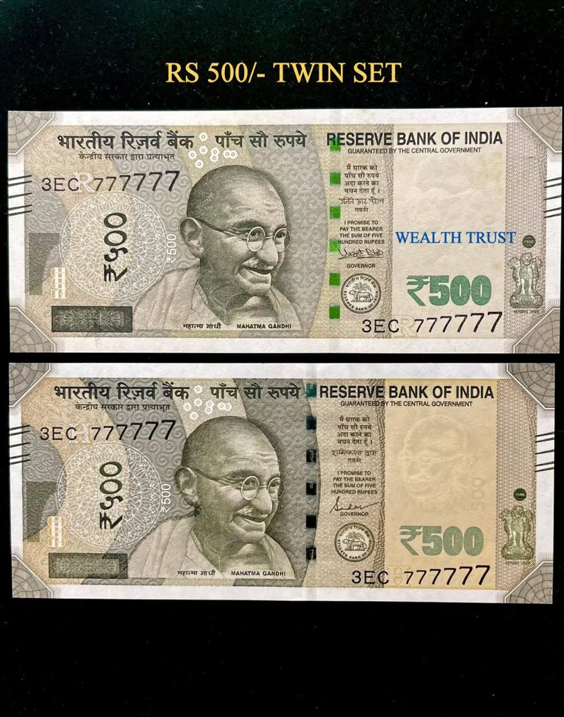 Rs 500 Twin Pair Gem Unc Very Unique Banknote Set Solid Number 3EC 777777