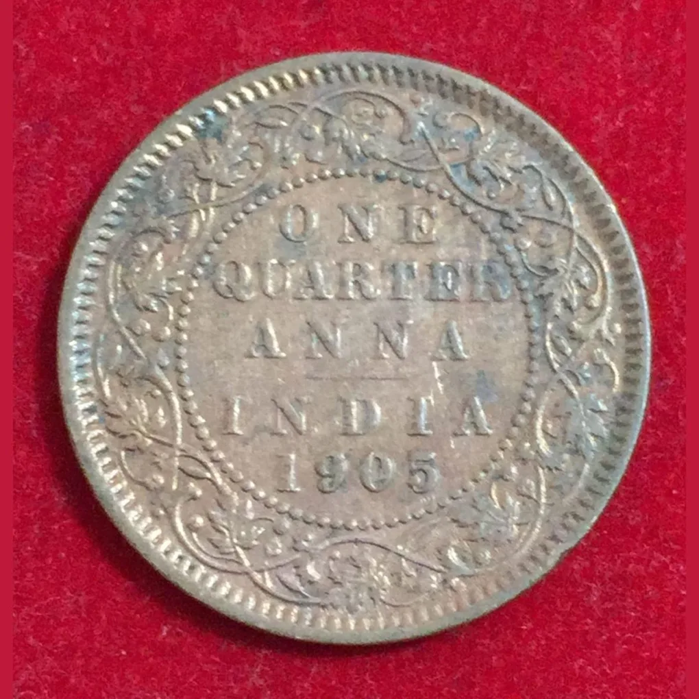 1905 India - British ¼ Anna - Edward VII Rare Coin #Z-104
