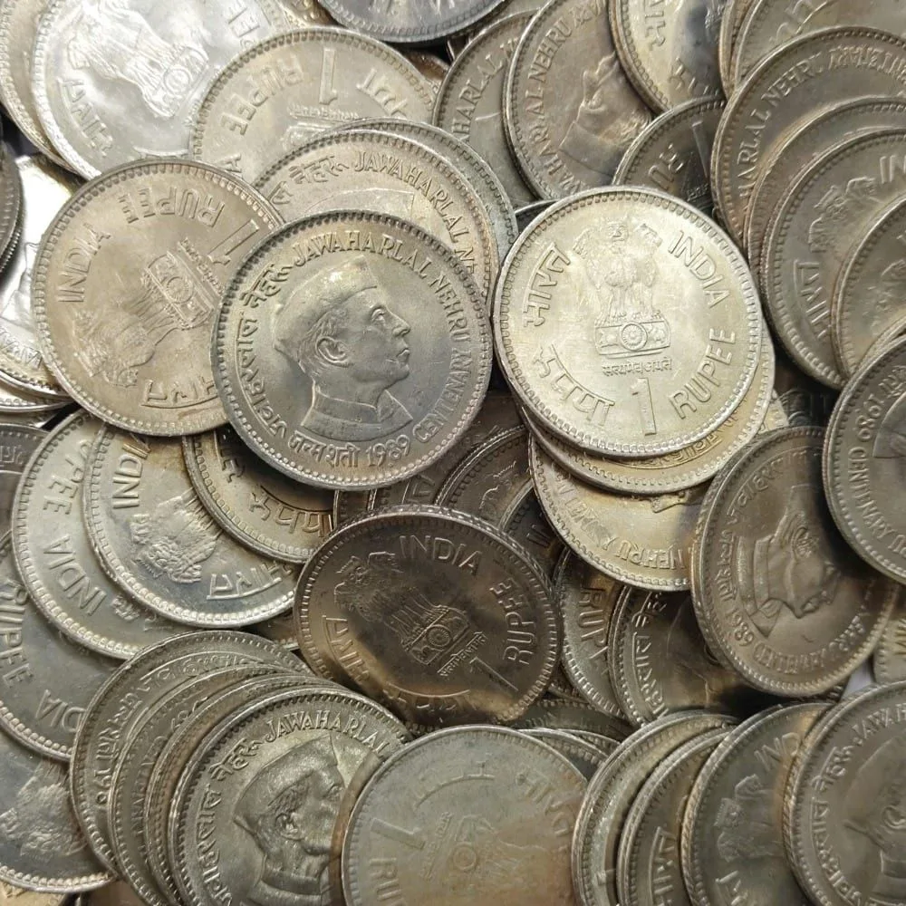 1 Rupee Commemorative Coin of Jawahar Lal Nehru 10 Coin Lot Extremely Fine Condition