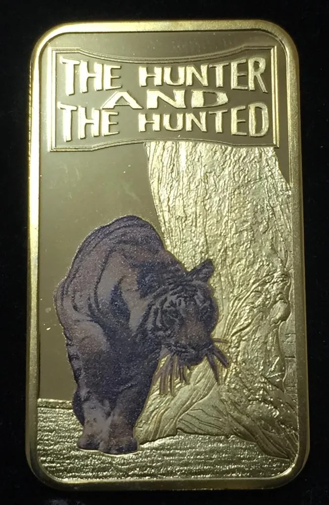Somalia 2013 Goldplated Color Rectangular 25 shilling-Fauna-Tiger With Capsool Unc #G4
