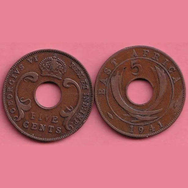 1941 East Africa George Six 5 Cent Coin