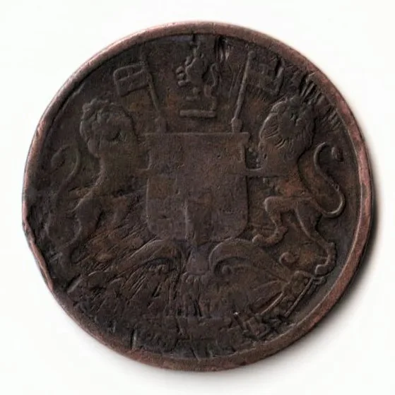Rare 1/2 Pice 1853 Copper Coin of Victoria East India Company Standard Circulation Coin