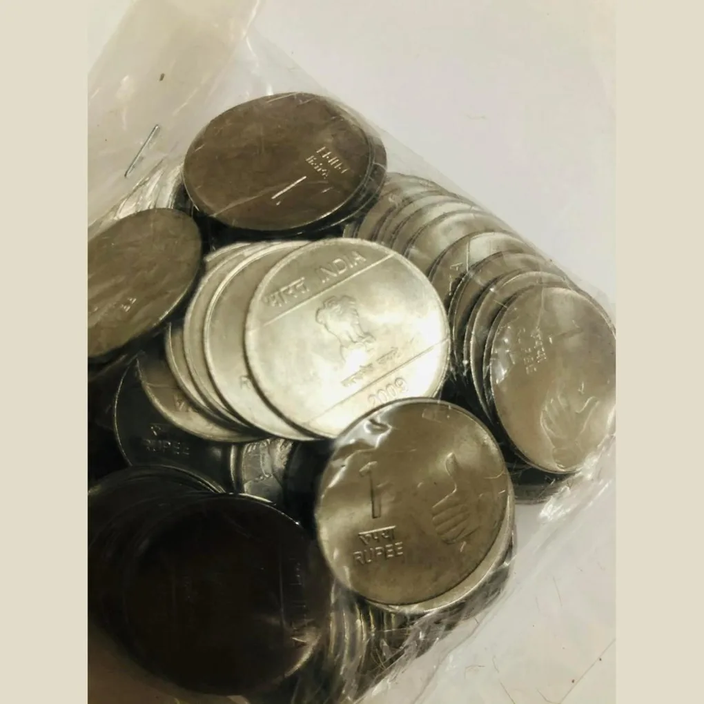 Rs 1 RBI 100 Coin Seal Pouch Republic India Issue 2009 Mumbai Mint Rare Hasta Mudra Series