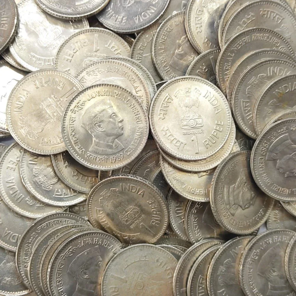 1 Rupee Commemorative Coin of Jawahar Lal Nehru 10 Coin Lot Extremely Fine Condition