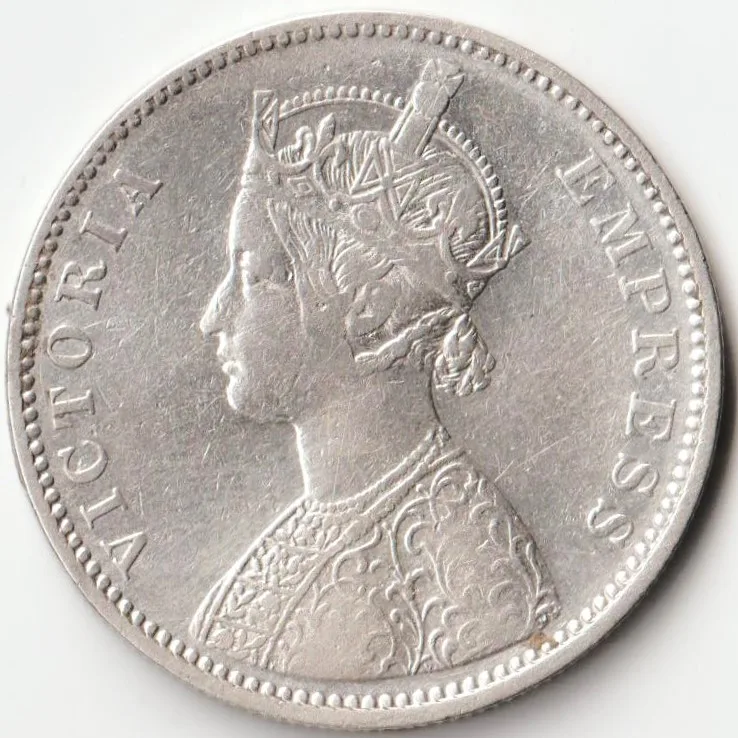 Extremely Rare 1 Rupee 1881 of Victoria Empress Dot Varity Silver British India Coin of Bombay Mint