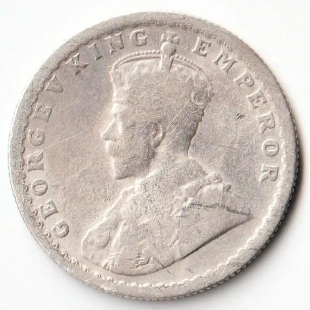 Extremely Rare Half Rupee of 1915 Silver Coin of George V British India Coinage