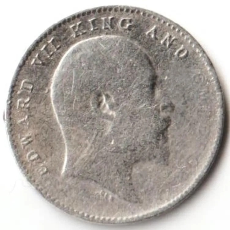 Scare Two Anna 1906 of Edward Vii King Empress Silver Small British India Coin Beautiful Coin