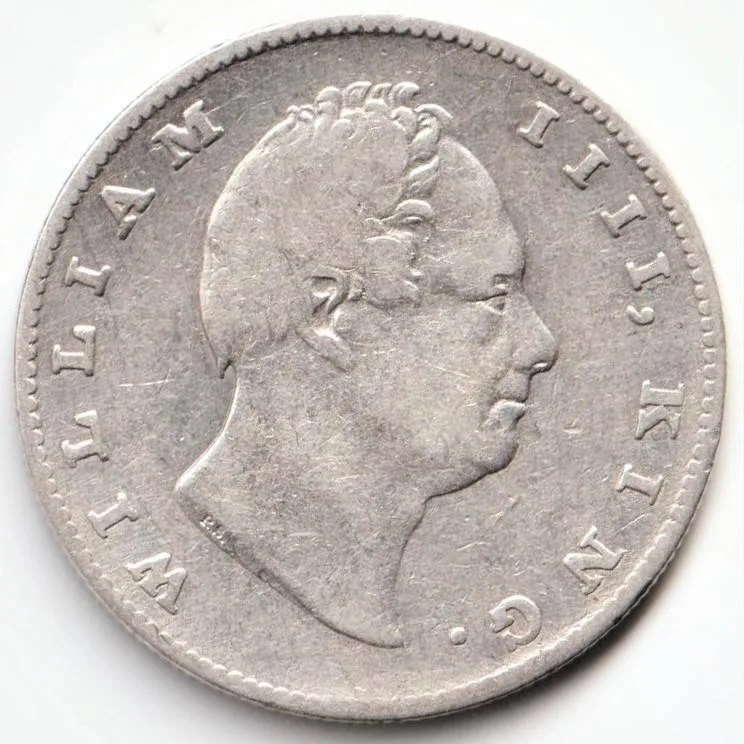 Rare RS Mark One Rupee 1835 Silver Coin of King William iiii British India Coinage