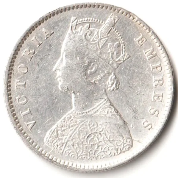 Half Rupee 1899 Bombay Mint of Victoria Empress Scare Collectible British India Silver Coin