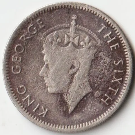 Malaya Ten Cents 1949 Copper-Nickel Coins of George VI Collectible Coins of Malaysia