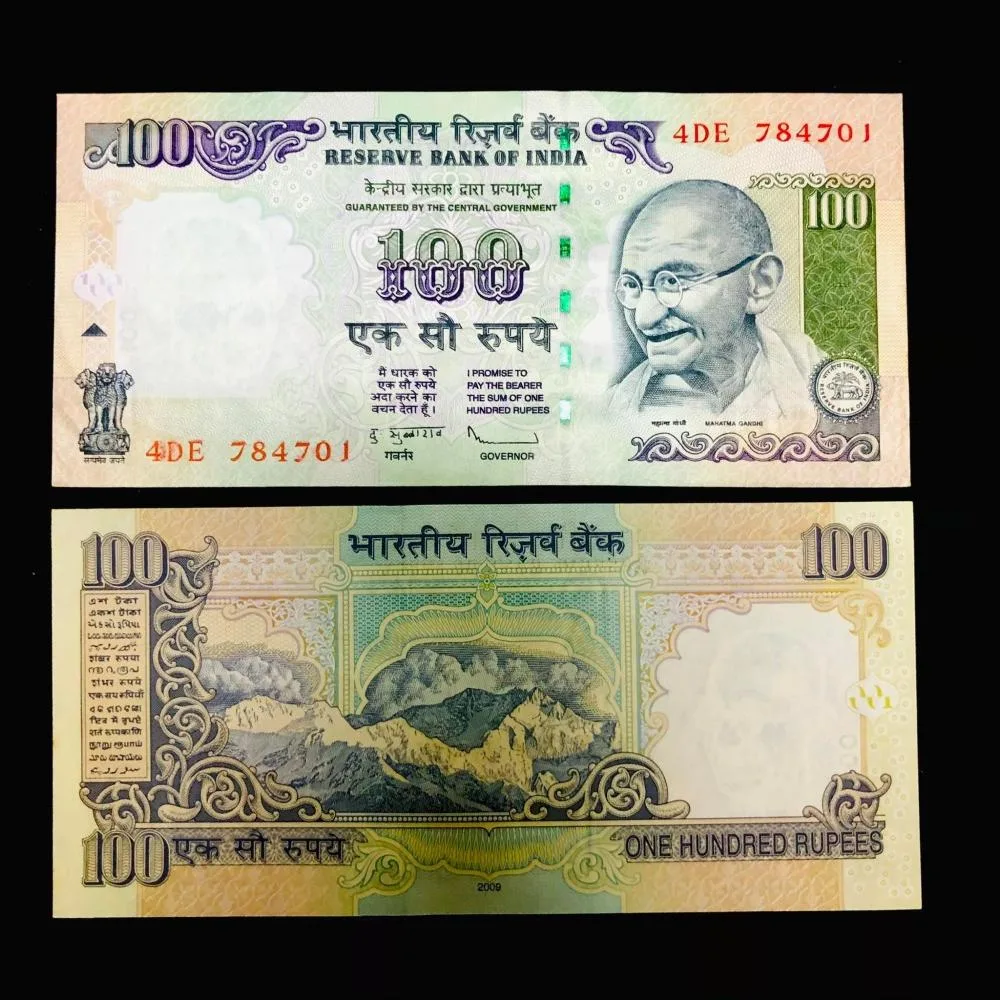 G 80 Rs 100 India Banknote Signature Gandhi Series Issue Subbarao Plain 2009