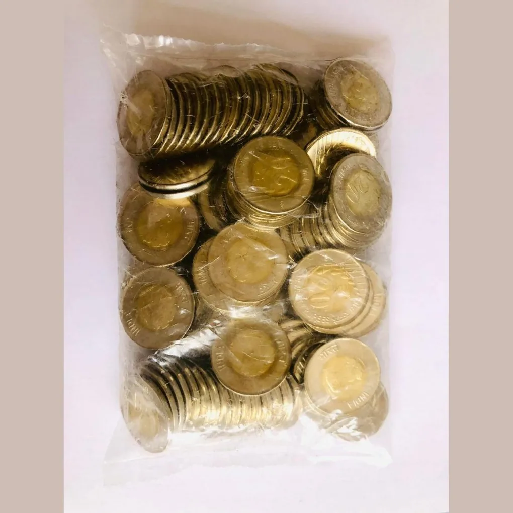 Rs 20 RBI Seal 100 Coin Pouch 2021 Kolkata Mint Top Luster Drop Series