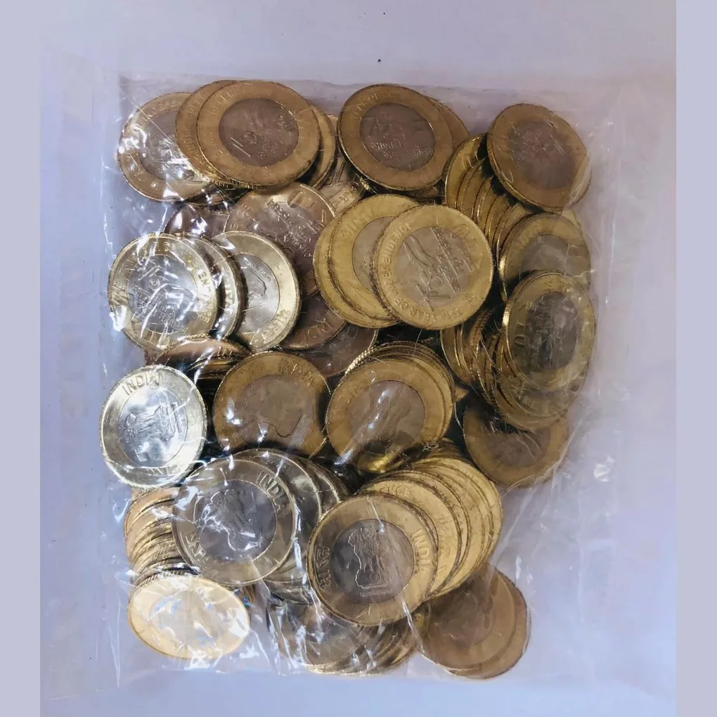 10 Rupee Bimetal 2022 Noida Mint Akam 75 Year Independence 100 Coin Rbi Seal Packet Unique and Rare