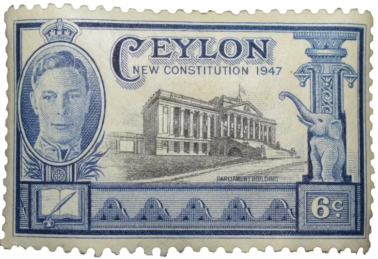 Postal Stamp of Ceylon(Sri Lanka) of George VI 6 Cents - New Constitution of Blue Colour Mint Un-Use