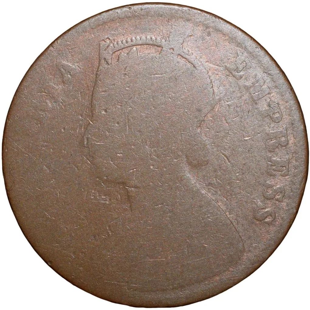 Copper 1/4 Anna of Victoria Empress AD 1895 from Bikanir State - Rare
