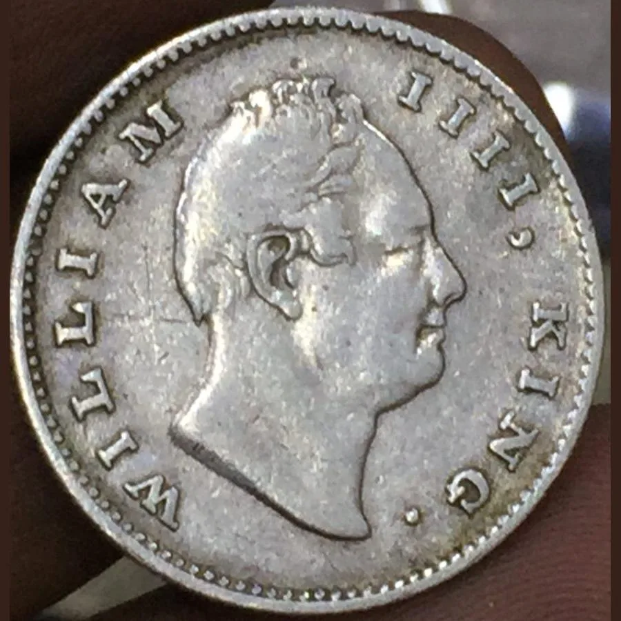 Half Rupee 1835 East India Company King William IV R.S Mark Silver Coin Rare Variety Sku B17