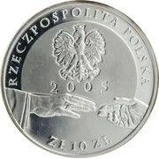 Poland 10 Złotych Pope John Paul II 2005 Commemorative Gold (.999) plated silver (.925) with capsule
