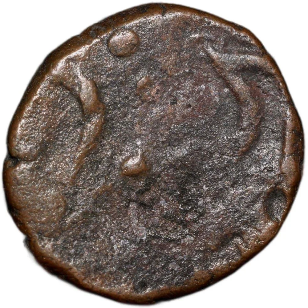 Copper Paisa of Dhar State(1700-1800 AD) Anonymous Type Star in Crescent/Nagari Ji