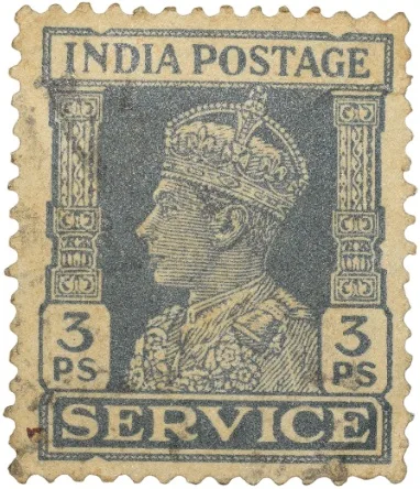Postal Stamp of George VI 3 Pies Slate Colour Service Issue Used Condition as per Image.