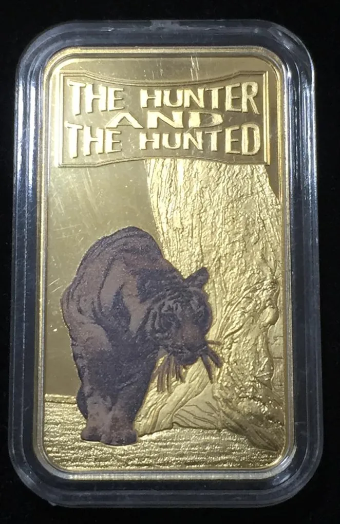 Somalia 2013 Goldplated Color Rectangular 25 shilling-Fauna-Tiger With Capsool Unc #G4