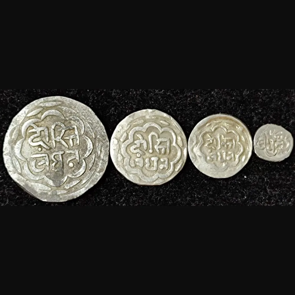 Princely state of Mewar Udaipur {Crood) Type Silver 4 pcs set Rare coins