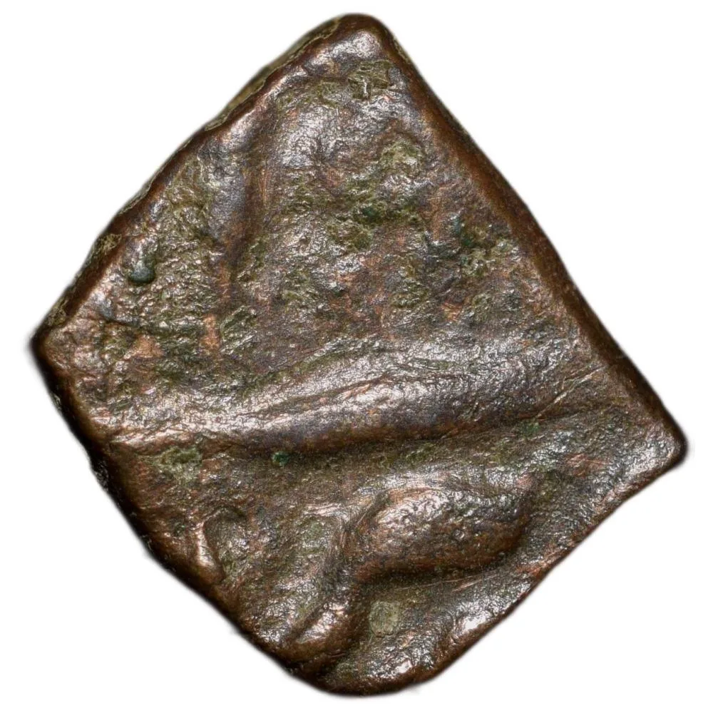 Copper 1/2 Falus of Akbar (AD 1556-1605) of Berar Mint Very Rare