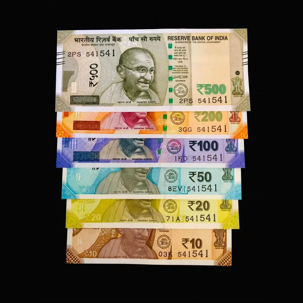 Rs 10 to 500 Solid India Banknote Set 541541 Gem Unc Unique and Rare Set