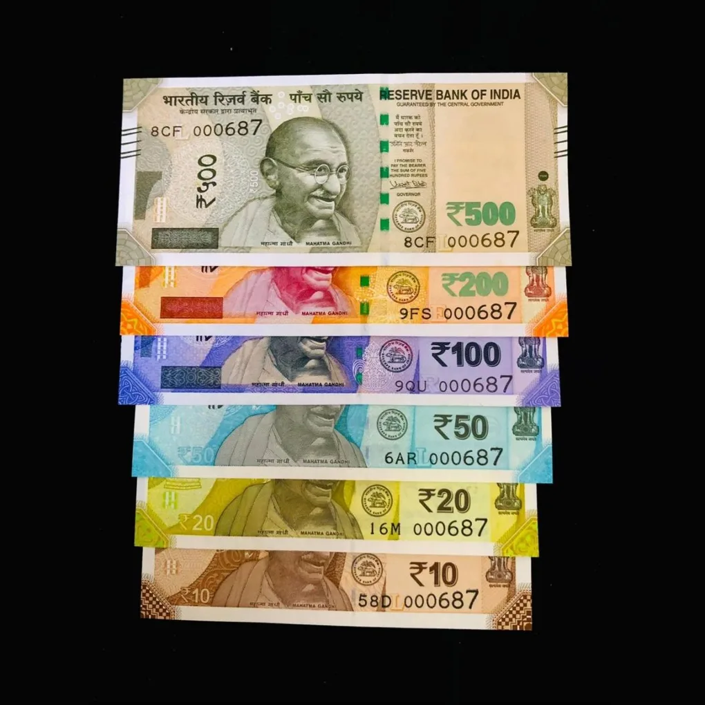 Rs 10 to 500 India Banknote Mirror 786 Set 000687 Gem UNC Unique and Rare