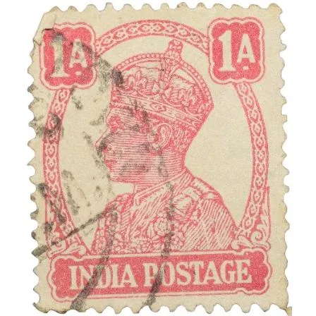 Postal Stamp of George VI Red Colour 1 Anna Used Condition as per Image.