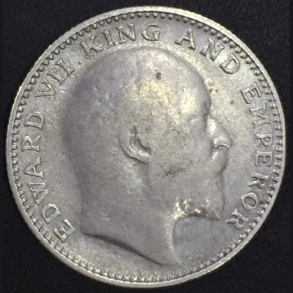 1907 Edward Half Ruppes Silver Coin" British India 100% Original Coin #K3