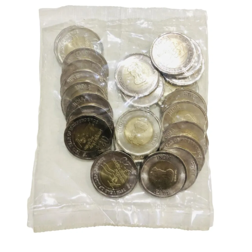 Latest New 20 Rupees Mumbai Mint 25 Coin Seal Pouch Famous AKAM Series 75 Year of Independence