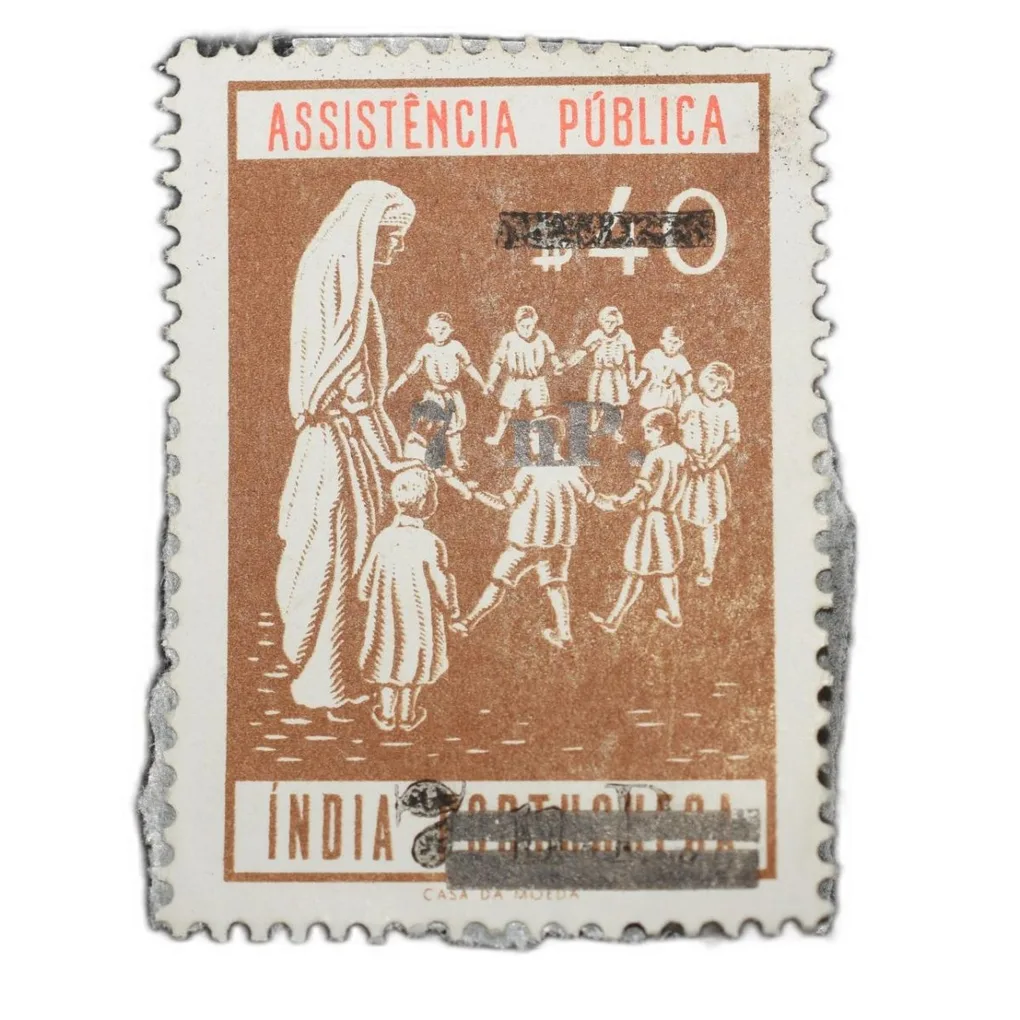 Postal Stamp of India Portugues - Assistencia Publica Cancelled and Over Printed Brown 7 New Paise by GOI, Mint Un-Used as per Image.