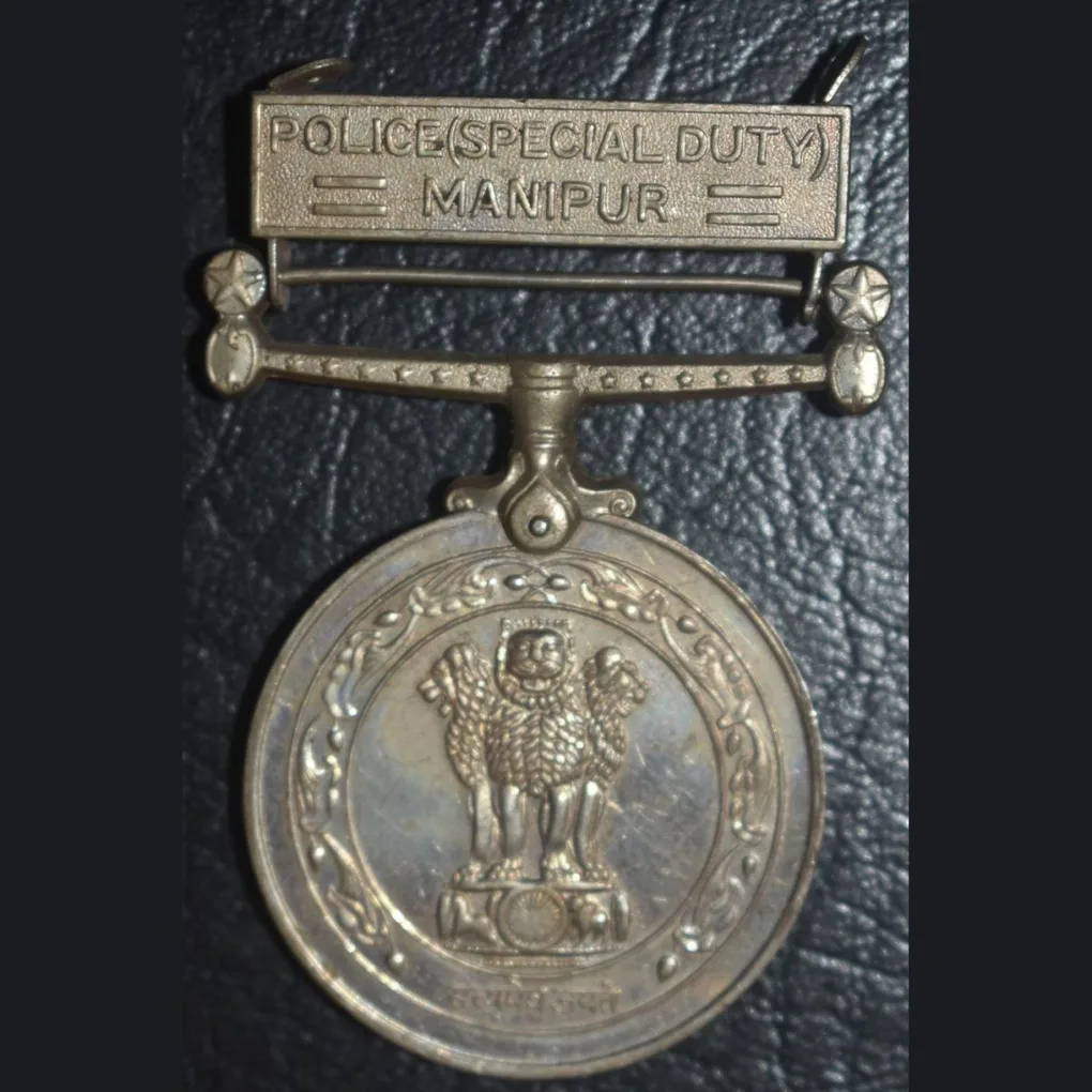 Copper nickel manipur police special duty medal very rare