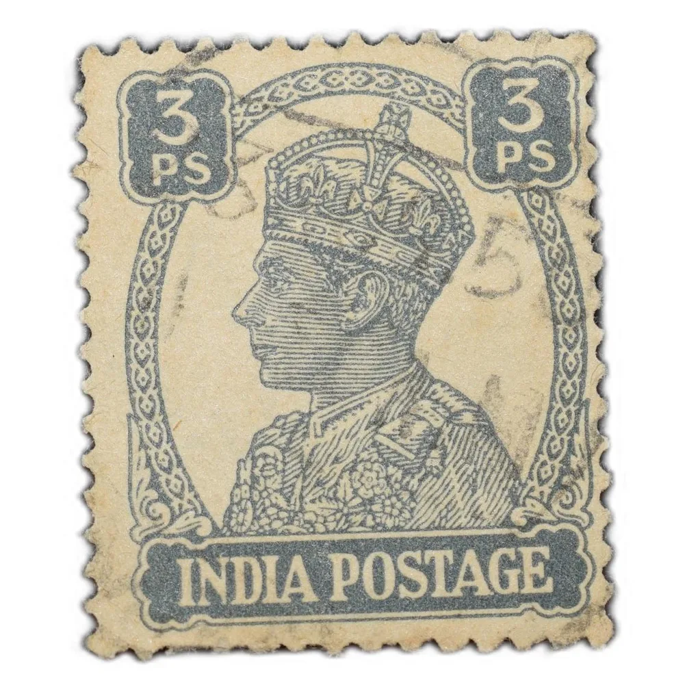 Postal Stamp of George VI 3 Pies Dull Dark Blue & White Colour - Used as per Image.